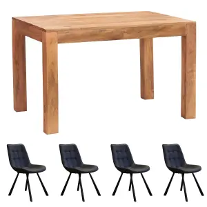 Dakota Light Mango Wooden 4Ft Medium Sized Dining Table Set With 4 Chairs