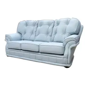 Chesterfield Handmade 3 Seater Sofa Shelly Parlour Blue Leather In Knightsbridge Style