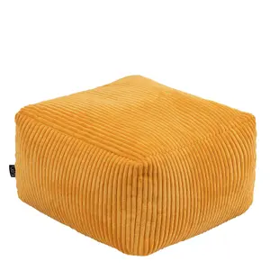 icon Theo Corduroy Bean Bag Pouffe Ochre Yellow Footstool Bean Bags