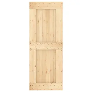 Berkfield Sliding Door with Hardware Set 80x210 cm Solid Wood Pine