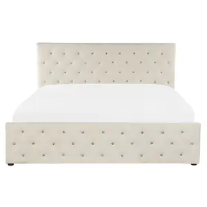 Velvet EU King Size Ottoman Bed Beige AMIENS