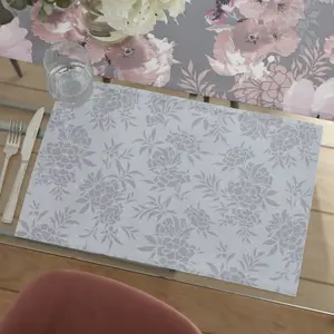 Catherine Lansfield Dining Dramatic Floral Wipe Clean 30x46 cm Placemat Pair Grey