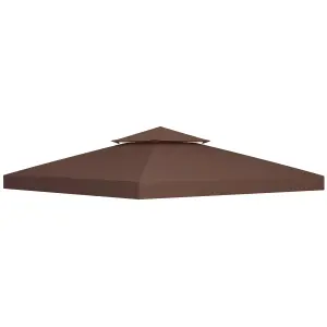 Outsunny 3(m) 2 Tier Garden Gazebo Top Cover Replacement Canopy Roof Coffee