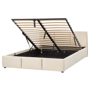 Velvet EU King Size Ottoman Bed Light Beige BOUSSE