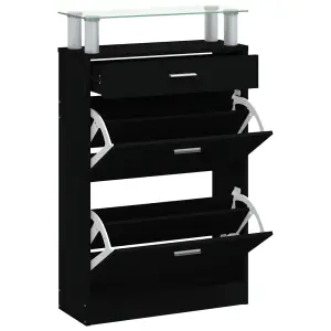 Berkfield Shoe Cabinet Black 63x24x104 cm Engineered Wood