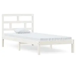 Berkfield Bed Frame White Solid Wood Pine 90x200 cm