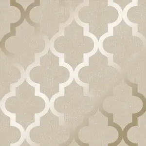 Camden Trellis Wallpaper In Cream And Gold