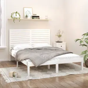 Berkfield Bed Frame White Solid Wood 120x200 cm