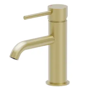 Emilia Brushed Gold Round Deck-mounted Basin Mono Mixer Tap