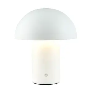 Modern Rechargeable Mushroom Table Lamp in Mat White with Touch Dimmer Button