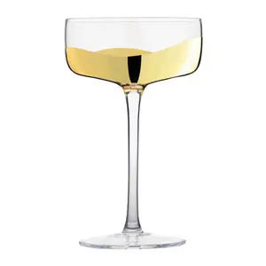 Wave Champagne Saucers (Set of 2) Gold/Clear