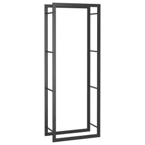 Berkfield Firewood Rack Matt Black 50x28x132 cm Steel