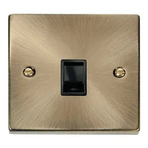 Antique Brass Rj11 Socket - Black Trim - SE Home