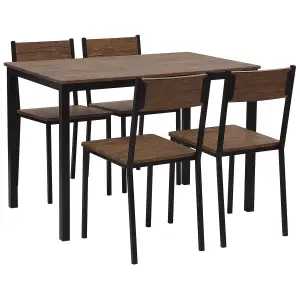 4 Seater Dining Set Dark Wood with Black HAMRY