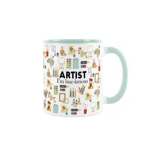 Artist Mug - Humorous Artwork Trades Funny Novelty Gift for Painters- Tea/Coffee Hot Drinks Mint Green Ceramic Cup Present