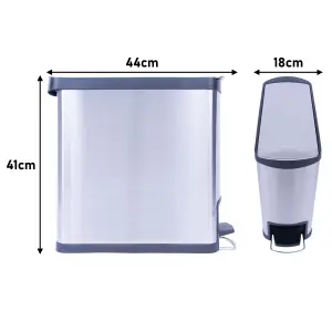 Pro-Kleen Kitchen Toilet Bin 16L With Inner Bucket, Smudge Resistant Brushed Stainless Steel With Soft-Close Lid