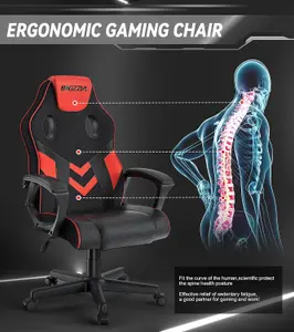 Ergonomic Gaming Chair,PU Leather Computer Chair for PC Office Gamer(Black and Red)