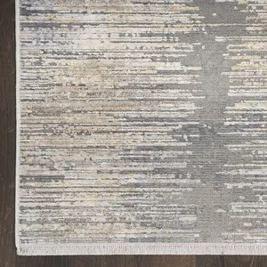 Grey Gold Modern Abstract Easy To Clean Living Room Bedroom & Dining Room Rug-76cm X 122cm