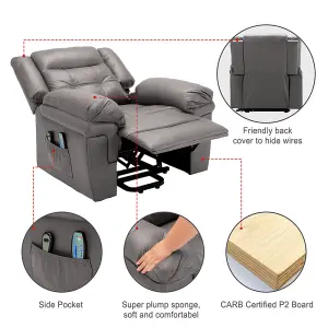 Power Lift Recliner,Lift Chairs Recliners for Elderly, Electric Massage Heating Chair for Seniors Living Room Armchair-Tech cloth