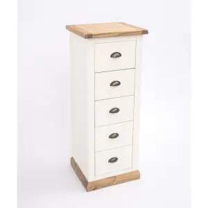 Tropea 5 Drawer Narrow Chest of Drawers Brass Cup Handle