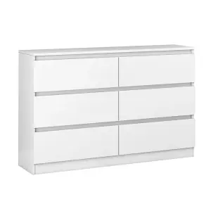 SunDaze Chest of Drawers Storage Bedroom Furniture Cabinet 6 Drawer White 120x30x77cm