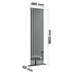 Ximax Vertirad HW1800480C Chrome Horizontal or vertical Designer 3182BTU Radiator, (W)480mm x (H)1800mm