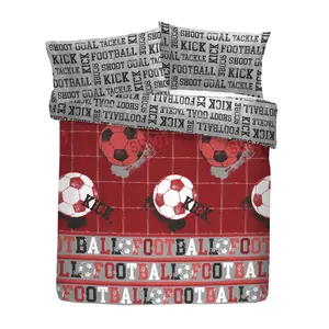 Football Polyester Graphic Print & Text Duvet Cover Set with Pillowcases Blue / Double Duvet Cover + 2 Standard Pillowcases