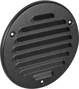 Graphite Grey Louvred Wall Vent Grille with Flyscreen, Fits 150 mm / 6 in Ducts, Round Ventilation Grille with Flat Back