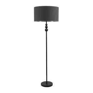 ValueLights Marissa Black Stacked Ball Floor Lamp with Charcoal with Chrome Inner Lamp Shade and LED Bulb