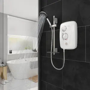 Triton T80 Easi-Fit Plus Gloss White Chrome effect Manual Electric Shower, 9.5kW