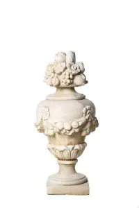 Pair of Large White Stone Cast Fruit Design Finials