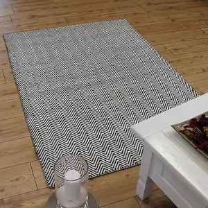 Black/White Classic Abstract Modern Handmade Easy to Clean Rug For Dining Room Bedroom LivingRoom-66 X 200cm (Runner)