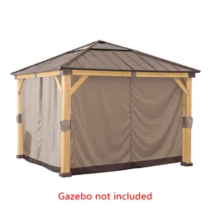 Curtain Set for Sunjoy Cedar wood Gazebo - 273cm x 273cm, Khaki