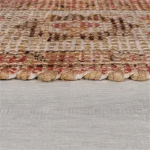 Dunelm Dua Jute Traditional Rug, Boho, Size: 120cm X 170cm (4ft X 5.5Ft), Red