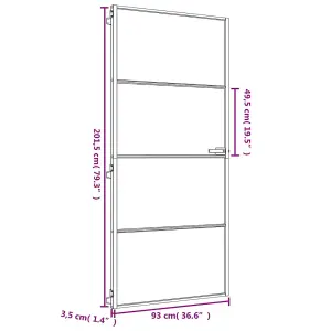 Berkfield Interior Door Slim Golden 93x201.5 cm Tempered Glass and Aluminium