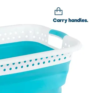 FOLDAWAY LAUNDRY BASKET - TURQUOISE