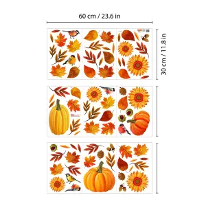 Walplus Autumn Leaves With Sunflowers Window Cling