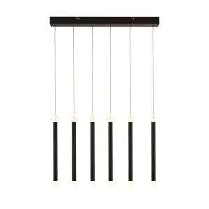 Lighting Collection Chiltepec Matt Black 6Lt LED Bar Pendant