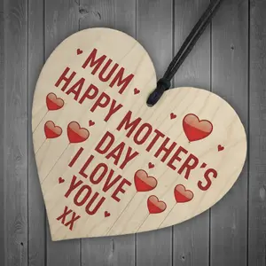 Red Ocean Happy Mothers Day Gift For Mum Novelty Wooden Heart Mum Mother's Day Gifts For Her