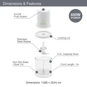 Quest Nutri-Q 34729 Turbo Mini Food Chopper