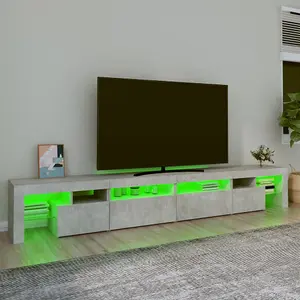 Berkfield TV Cabinet with LED Lights Concrete Grey 260x36.5x40 cm