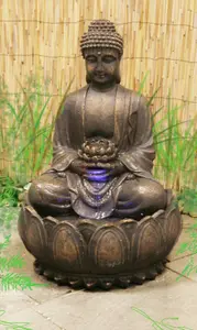 Primrose Blossoming Buddha Water Feature with Lights 57cm