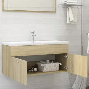 Berkfield Sink Cabinet with Built-in Basin Sonoma Oak Engineered Wood