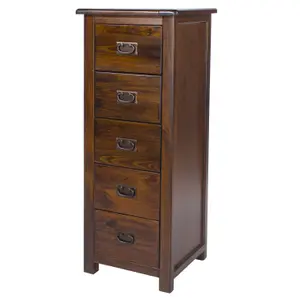 5 Drawer Narrow Chest, rich dark brown lacquer finish, Boston range