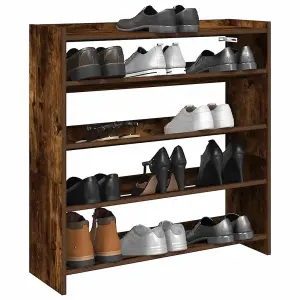 Berkfield Shoe Rack Smoked Oak 80x25x81 cm Engineered Wood