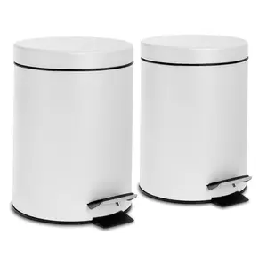 Harbour Housewares - Round Bathroom Pedal Bins - 3 Litre (Set of 2) White