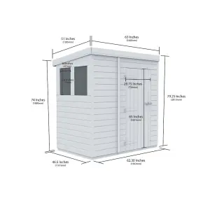 DIY Sheds 5x4 Pent Shed - Single Door Without Windows