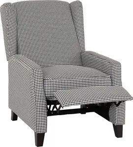 Kensington Recliner Chair in Dogtooth Fabric with Studded Detail