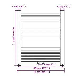 Bathroom Central Heating Towel Rail Radiator Straight 500 x 764 mm