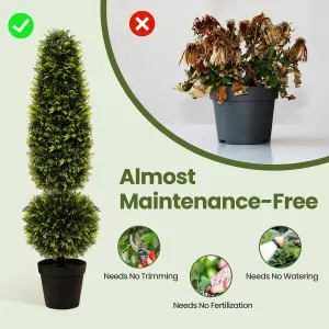 Costway 120CM Artificial Boxwood Topiary Tree Faux Topiary Plants with Natural Vines